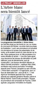 09-12-15 - Midi Libre MONTPELLIER - L'Arbre Blanc sera bientôt lancé